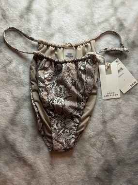 Good American Neutral Snake-Print Tie Bikini Bottoms